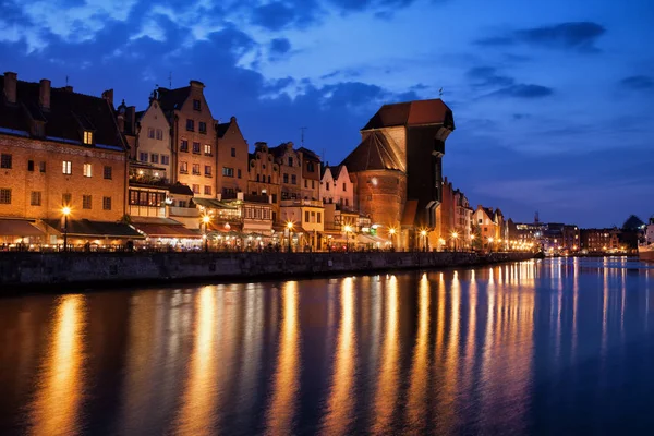 Gdańsk Stare Miasto Skyline w nocy — Zdjęcie stockowe