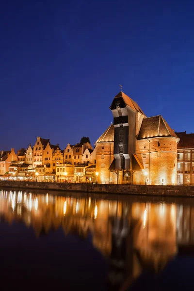 Cidade Velha de Gdansk em Night River View — Fotografia de Stock