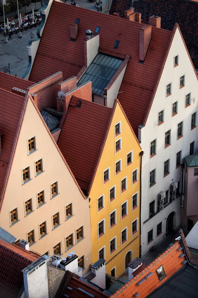 Trojúhelníkový historické domy v Wroclaw — Stock fotografie