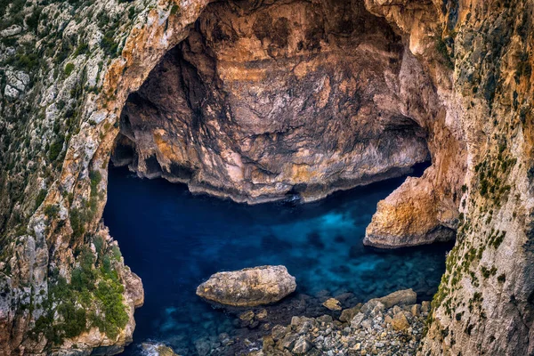 Jeskyně Blue Grotto Sea na Maltě — Stock fotografie