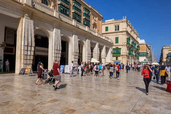 Main Pedestrian Street in Valletta City In Malta — Stock Photo, Image