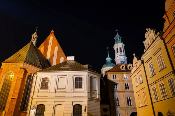 Stare Miasto Warszawie Nocą Polsce — Zdjęcie stockowe