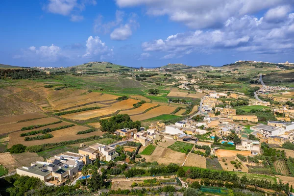 Insel Gozo Malta Luftaufnahme Über Die Landschaft Mit Feldern Wiesen — Stockfoto