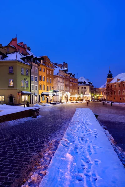 Vinternatt Gamla Stan Warszawa Stad Polen — Stockfoto