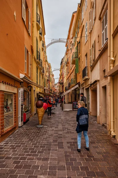 Principato Monaco Aprile 2018 Strada Pedonale Monaco Ville Città Monaco — Foto Stock