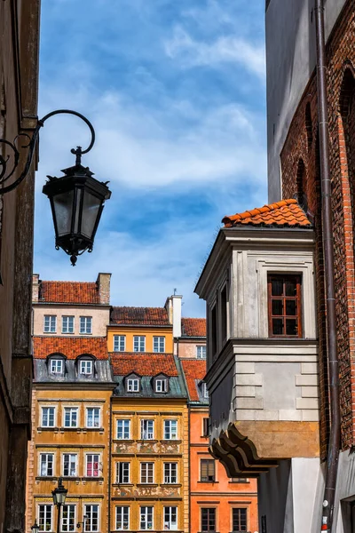 Old Town Warsaw City Poland Historic Tenement Houses One Oriel — Stock Photo, Image