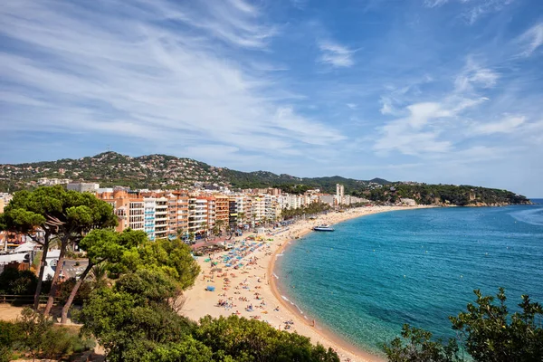 Vakantie Aan Costa Brava Plaats Lloret Mar Catalonië Spanje Strand — Stockfoto