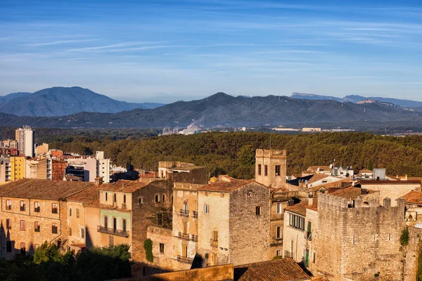 Casas Piedra Tradicionales Ciudad Girona España Cataluña Región Paisaje Con — Foto de Stock