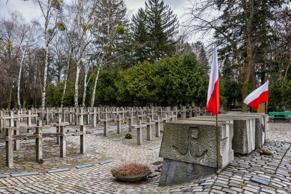 Warszawa Poland March 2020 Воєнне Кладовище Могилами Солдатів Які Воювали — стокове фото