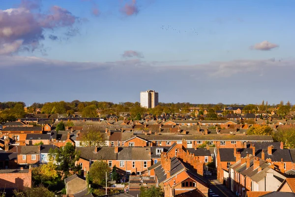 City Lincoln England Vereinigtes Königreich Erhöhtes Stadtbild Mit Reihenhäusern Wohnarchitektur — Stockfoto