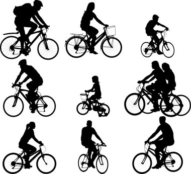 bicyclists siluetleri collection - vektör