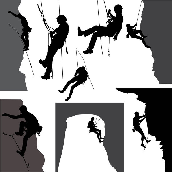 Rock climbers silhouette collection - vector