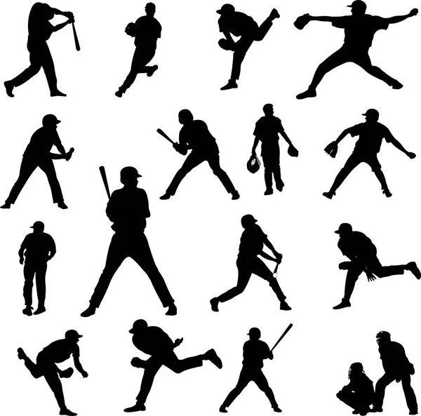 Honkbal speler silhouette - vector — Stockvector