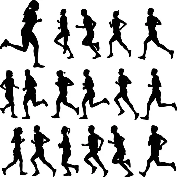 People running collection - vector Stock Vector