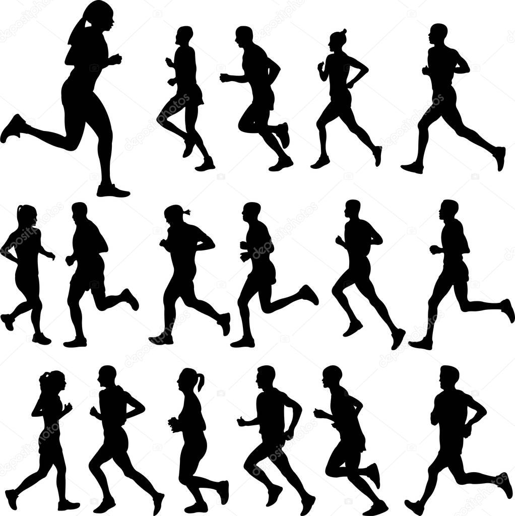 People running collection - vector