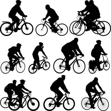 bicyclists siluetleri collection - vektör