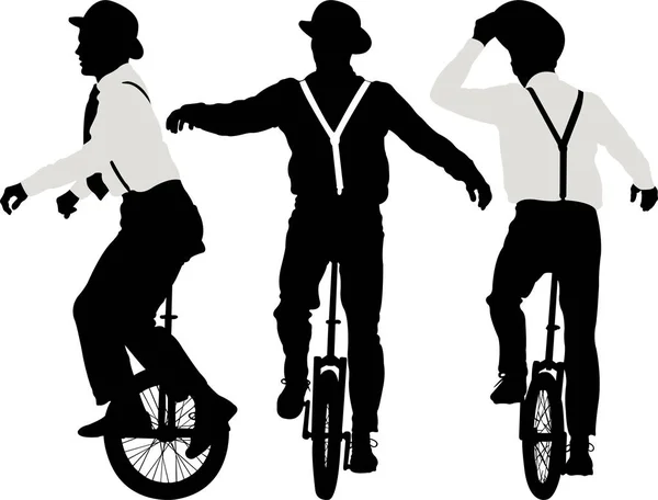 Man riding a unicycle - vector Stock Illustration