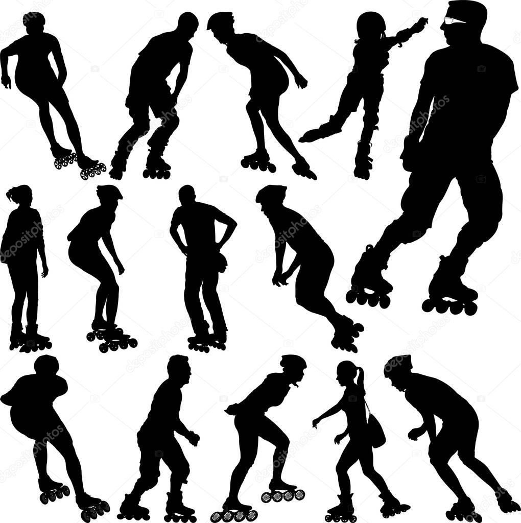 rollerblade silhouettes collection - vector