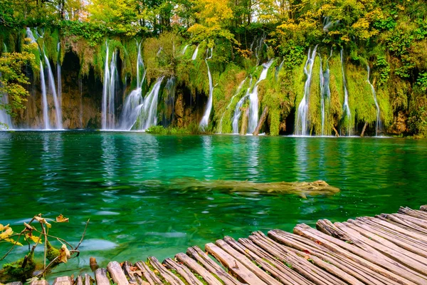 Boardwalk in the park Plitvice lakes — Stock Photo, Image