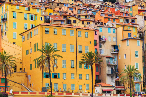 the colorful old town Menton on french Riviera