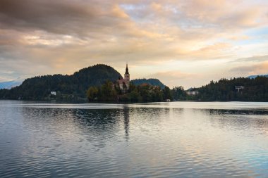Lake Bled and small island Slovenia clipart
