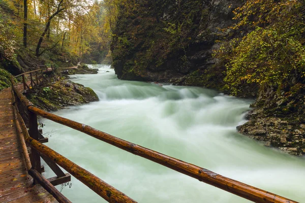 Vintgar garganta y camino de madera cerca de Bled — Foto de Stock