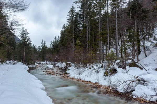 Rio da montanha no inverno — Fotografia de Stock