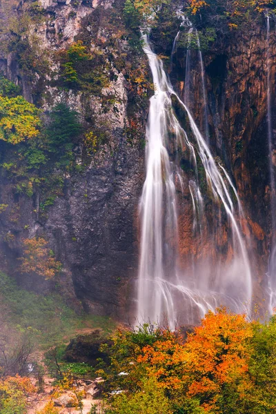 Bela Cachoeira Outono Plitvice National Park Croácia — Fotografia de Stock