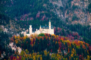 Neuschwanstein Şatosu sonbaharın güzel görünümü