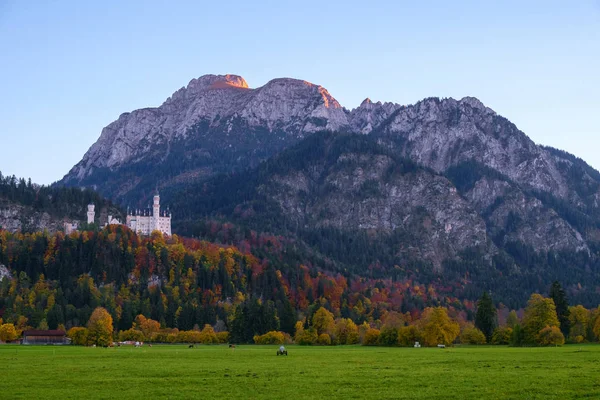 Piękny widok na zamek Neuschwanstein, jesienią — Zdjęcie stockowe