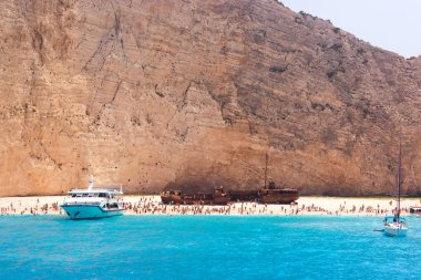 Yunanistan 'ın Zakynthos Adası' ndaki Navagio Plajı