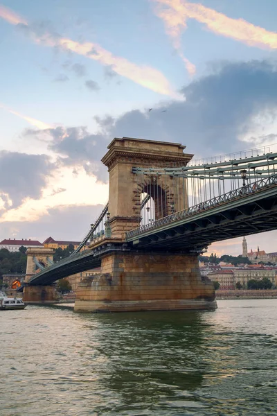 Řetězový Most Řece Dunaj Budapešti Maďarsko — Stock fotografie