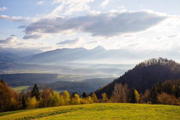 Karawanken Mountains Spring Landscape Jualian Alps Slovenia — Stock Photo, Image