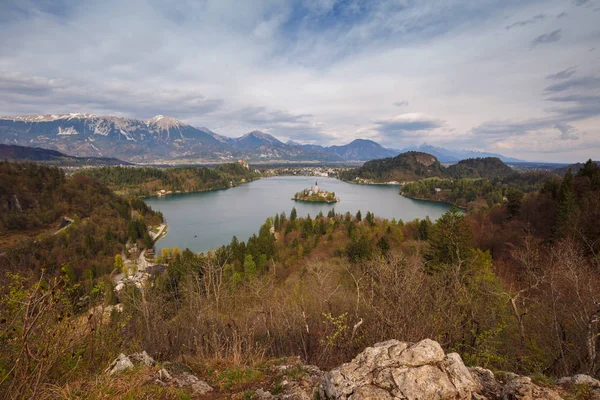 Hermosa Vista Panorámica Del Lago Bled Eslovenia Europa —  Fotos de Stock