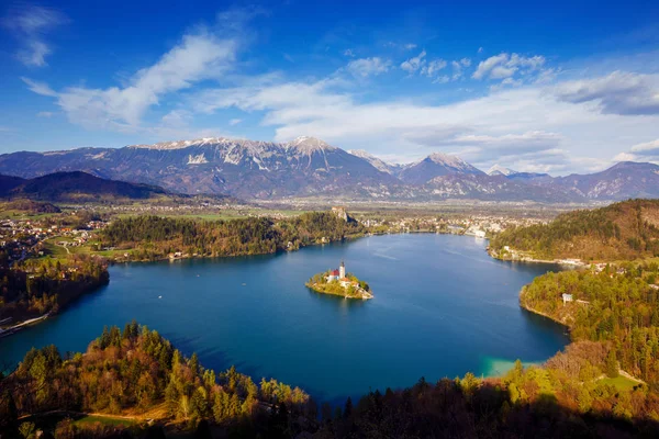 Hermosa Vista Panorámica Del Lago Bled Eslovenia Europa — Foto de Stock