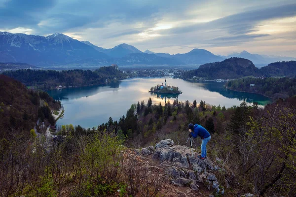 Чудова Панорама Озера Блед Словенія Європа — стокове фото