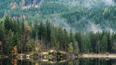 Harika sonbahar sabahı, Hintersee Gölü, Bavyera Alpleri sınırında Avusturya, Almanya, Europe