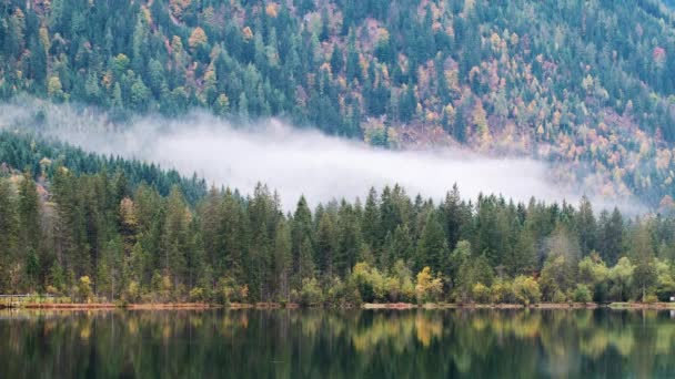 Znakomity Jesienny Poranek Hintersee Jezioro Bawarskie Alpy Granicy Austriackiej Niemcy — Wideo stockowe