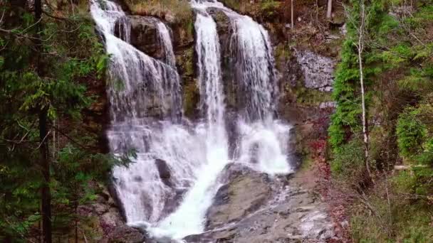 Impressionante Cachoeira Weissbach Perto Inzell Baviera Alemanha — Vídeo de Stock