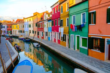 Renkli ev Burano Adası, Venedik, İtalya. Europe