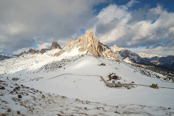 Paysage Hivernal Fantastique Près Passo Giau Dolomites Italie — Photo