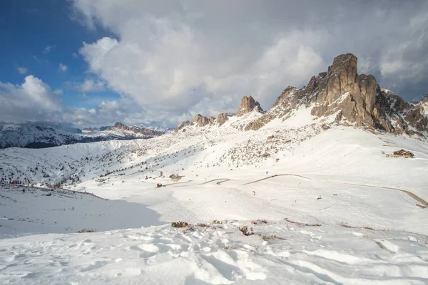 Paysage Hivernal Fantastique Près Passo Giau Dolomites Italie — Photo