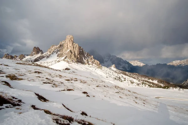 Fantástica Paisagem Inverno Perto Passo Giau Dolomitas Itália — Fotografia de Stock