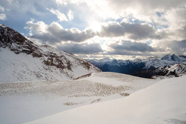 Snølandskap Fjellene Nord Italia Dolomitt – stockfoto