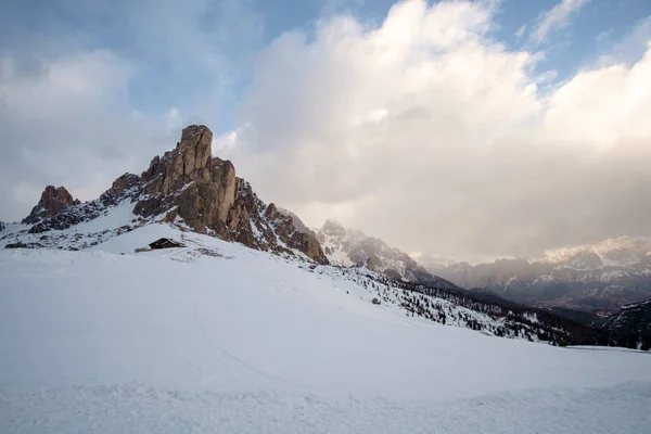 Fantastico Paesaggio Invernale Vicino Passo Giau Dolomiti Italia — Foto Stock