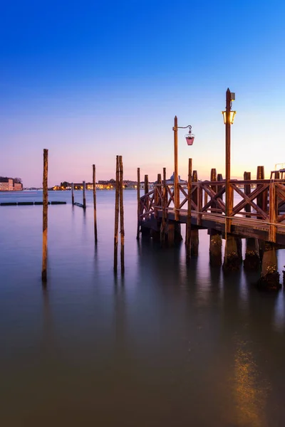 Venetië Pier Buurt Van Piazza San Marco Emissi Bij Zonsondergang — Stockfoto