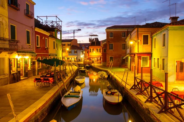 Night Lights Beautiful Burano Island Venice Italy — Stock Photo, Image