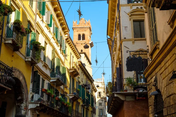 Ruas Velhas Bonitas Verona Região Veneto Itália — Fotografia de Stock