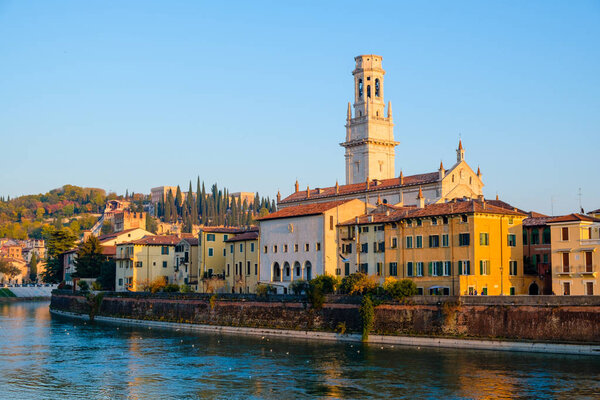 City of Verona with Adige river at sunny day. Italy.