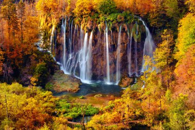 Waterfalls of Plitvice National Park in Croatia clipart